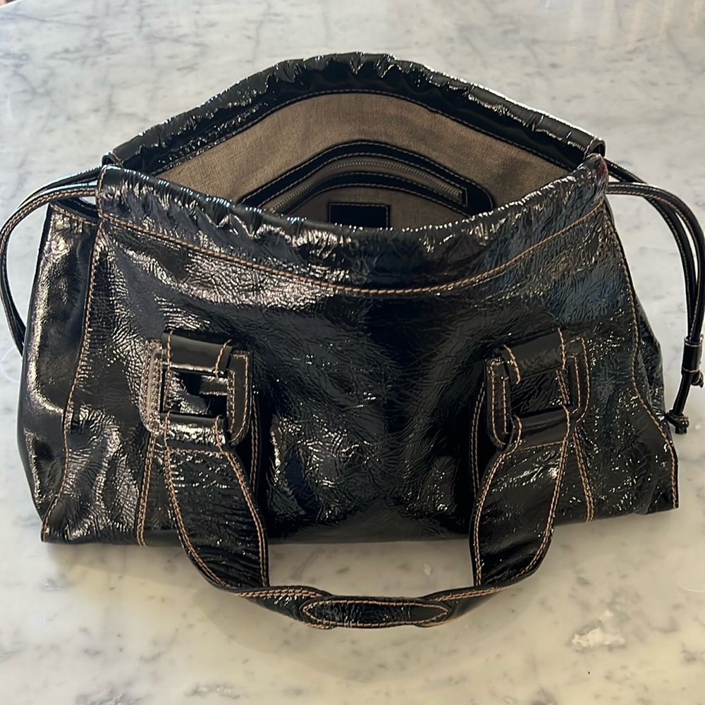 Large Barney’s New York Patent Leather Satchel Bag